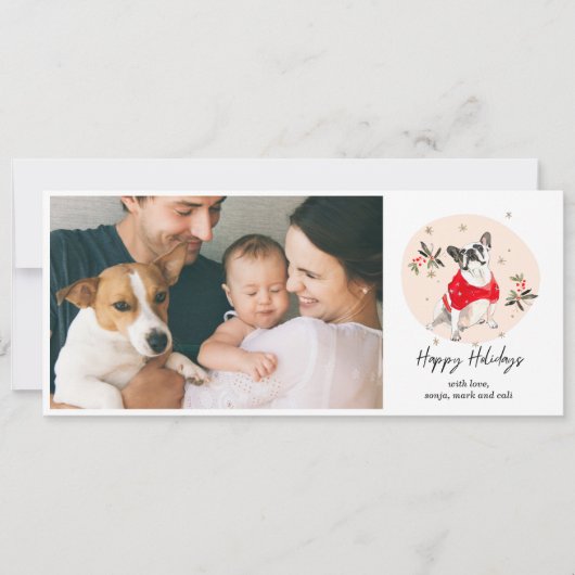 Skizzierte Weihnachtskarte mit Hund Feiertagskarte (Vorderseite)