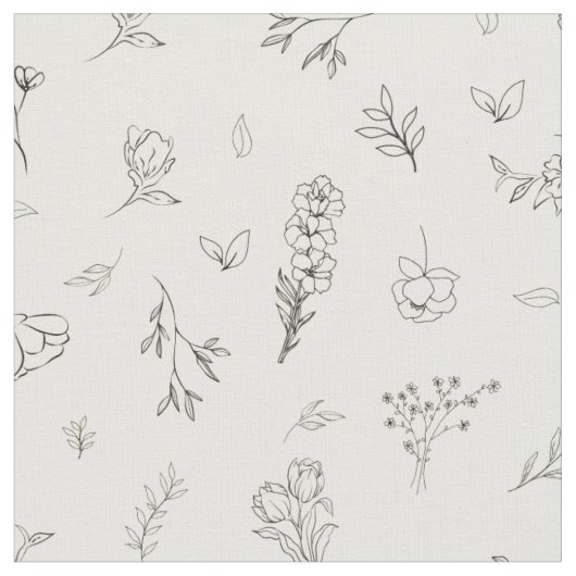 Skizzierte Wildblumen auf Beige Stoff (Nahaufnahme)