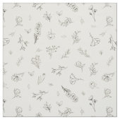 Skizzierte Wildblumen auf Beige Stoff (Muster)
