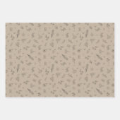 Skizzierte Wildblumen auf Hellbraun Geschenkpapier Set (Vorderseite)