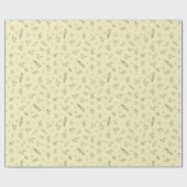 Skizzierte Wildblumen auf Hellgelb Geschenkpapier (Flach)
