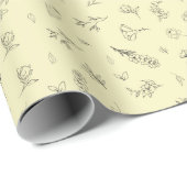 Skizzierte Wildblumen auf Hellgelb Geschenkpapier (Rolleneckpunkt)