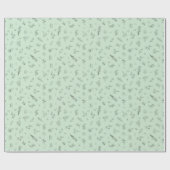 Skizzierte Wildblumen auf Hellgrün Geschenkpapier (Flach)