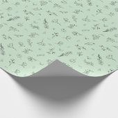 Skizzierte Wildblumen auf Hellgrün Geschenkpapier (Ecke)