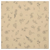Skizzierte Wildblumen auf Hellorange Stoff (Muster)