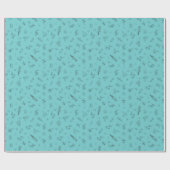 Skizzierte Wildblumen auf Hellteal Geschenkpapier (Flach)