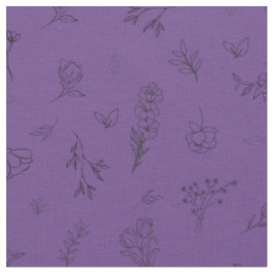 Skizzierte Wildblumen auf Lila Stoff