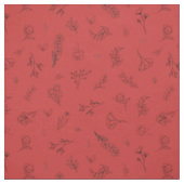 Skizzierte Wildblumen auf Rot Stoff (Muster)
