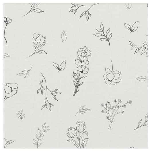 Skizzierte Wildblumen auf Weiß Stoff (Nahaufnahme)