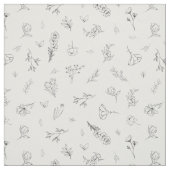 Skizzierte Wildblumen auf Weiß Stoff (Muster)