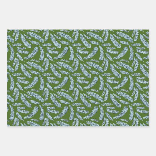 Skizzierte Winterzweige Holly und Spruce Muster Geschenkpapier Set (Vorderseite 2)