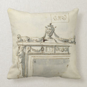 Skizzierter Entwurf für einen Kamin (Stift u. Kissen