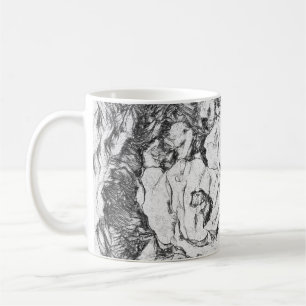 Skizzierter Stift handgezeichnete Mohnblumen Blume Kaffeetasse