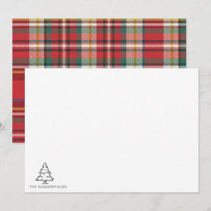 Skizzierter Weihnachtsbaum-Monogramm-Urlaub-Famili Mitteilungskarte