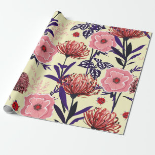 Skizziertes Blumendesign in hellen Farben nahtlos Geschenkpapier