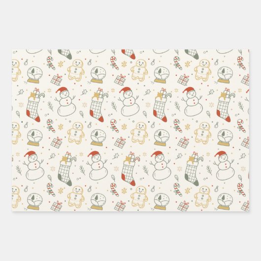 Skizziertes Boho Holiday Wrapping Paper Geschenkpapier Set (Vorderseite 3)