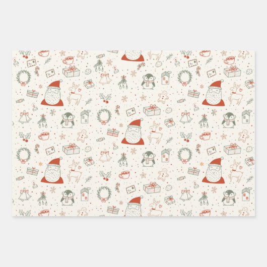 Skizziertes Boho Holiday Wrapping Paper Geschenkpapier Set (Vorderseite 2)