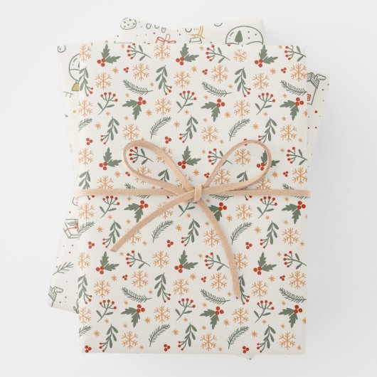Skizziertes Boho Holiday Wrapping Paper Geschenkpapier Set (Beispiel)