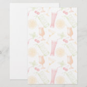 Skizziertes Cocktail-Muster Briefpapier (Vorne/Hinten)