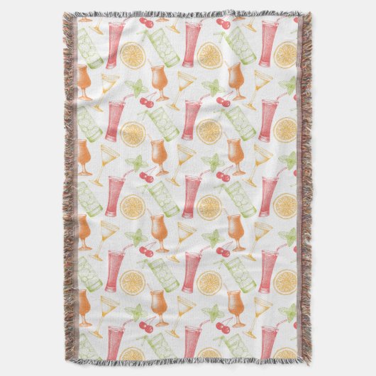 Skizziertes Cocktail-Muster Decke (Vorderseite Vertikal)