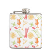 Skizziertes Cocktail-Muster Flachmann (Vorderseite)