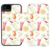 Skizziertes Cocktail-Muster Incipio iPhone Geldbeutel-Hülle (Folio Geöffnet)