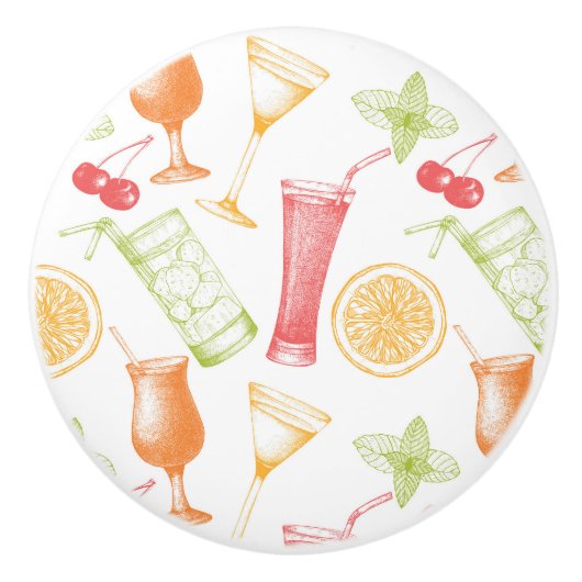 Skizziertes Cocktail-Muster Keramikknauf (Vorderseite)