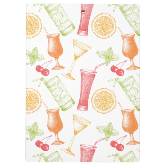 Skizziertes Cocktail-Muster Klemmbrett (Rückseite)