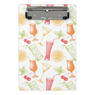 Skizziertes Cocktail-Muster Mini Klemmbrett