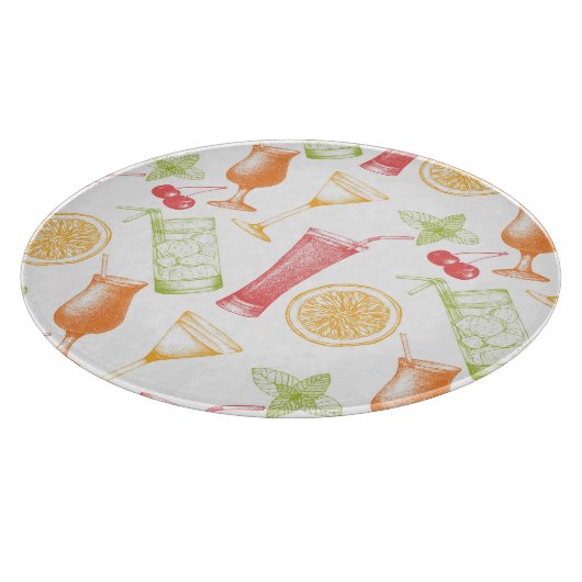 Skizziertes Cocktail-Muster Schneidebrett (Ecke)