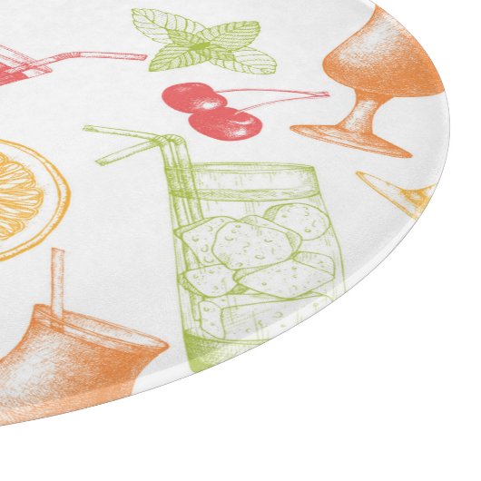 Skizziertes Cocktail-Muster Schneidebrett (Ecke)