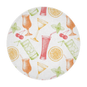 Skizziertes Cocktail-Muster Schneidebrett