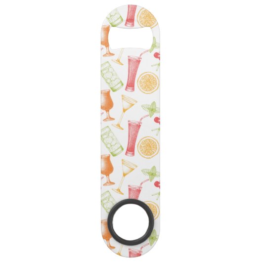 Skizziertes Cocktail-Muster Speed Flaschenöffner (Rückseite)