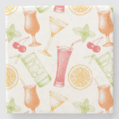 Skizziertes Cocktail-Muster Steinuntersetzer (Vorderseite)