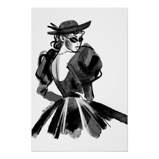 Skizziertes Couture Fashion Model Poster (Vorderseite)