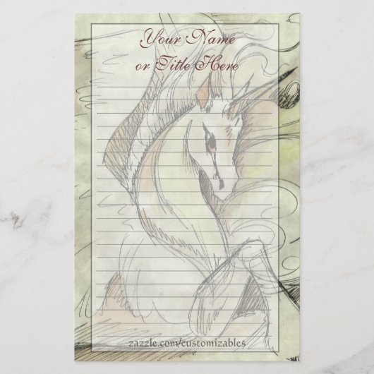 Skizziertes Einhorn stationär Briefpapier (Vorderseite)