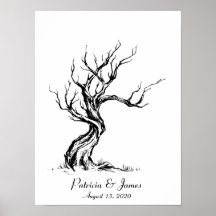 Skizziertes Fingerabdruck-Baum-Plakat