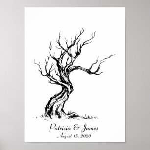 Skizziertes Fingerabdruck-Baum-Plakat Poster