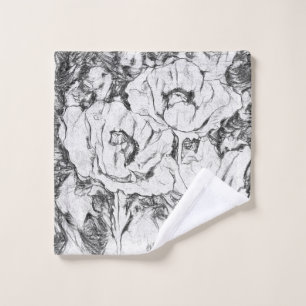Skizziertes Mohnblumen-Blumen des Stiftes Hand Waschlappen