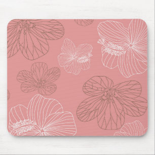 Skizziertes rosa Blumen Mousepad