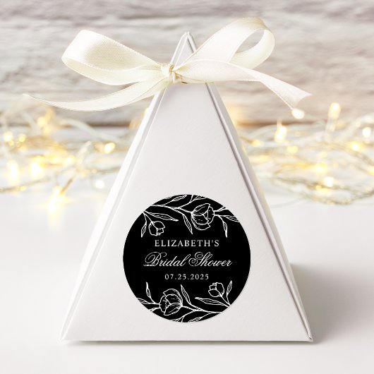 Skizziertes Schwarz-Weiß-Brautparty Runder Aufkleber