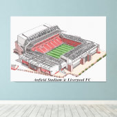 Skizzierung des Anfield Stadium Zuhause des Liverp Leinwanddruck (Insitu (Holzboden))