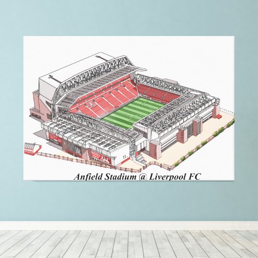 Skizzierung des Anfield Stadium Zuhause des Liverp Leinwanddruck (Insitu (Holzboden))