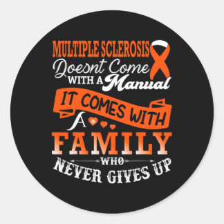 Sklerosis Awareness Frau Family Orange Ribbon Supp Runder Aufkleber