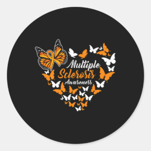 Sklerosis Awareness Frau Orange Ribbon Butterfly Runder Aufkleber