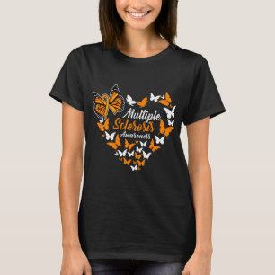 Sklerosis Awareness Frau Orange Ribbon Butterfly T-Shirt