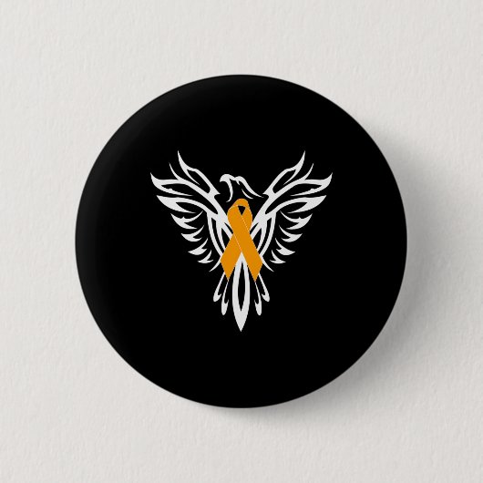Sklerosis Awareness Orange Ribbon Phoenix Button (Vorderseite)