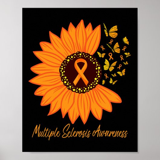 Sklerosis Awareness Ribbon Blume Butterfly Poster (Vorne)