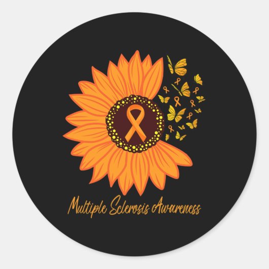 Sklerosis Awareness Ribbon Blume Butterfly Runder Aufkleber (Vorderseite)