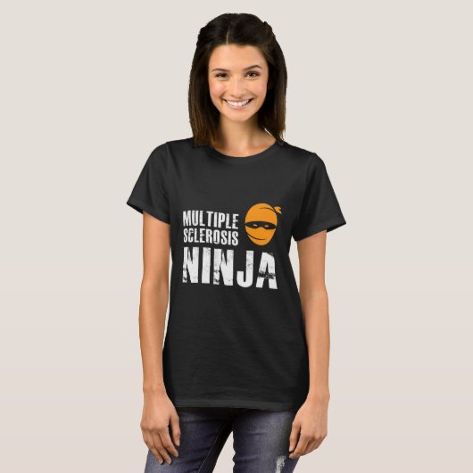 Sklerosis Ninja - Frau Support Awareness Fighter T-Shirt (Vorne ganz)